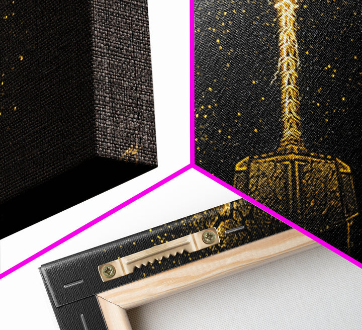 Thor’s Mjolnir Hammer Canvas Gold Art Canvas Art Nordic Wall Art Viking Decor Mythology Office Piece framed in premium natural wood