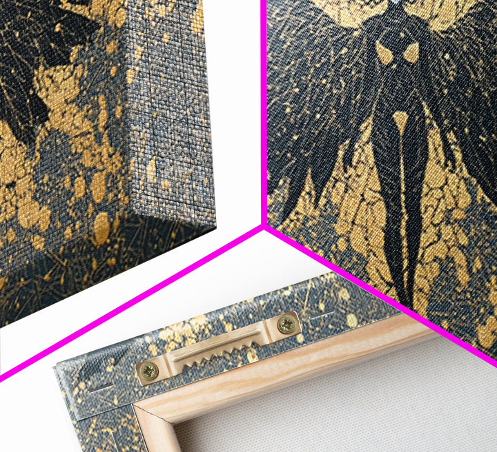 Canvas Art Valkyrie Angel Canvas Gold Art, Norse Mythology Wall Hanging framed in Natural Wood, Dad Gift or Office Decor