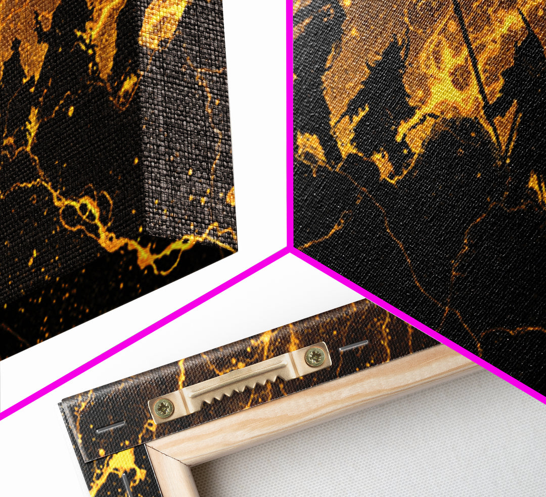 Odin Allfather Canvas Gold Art Norse God Portrait Canvas Art, Viking Nordic Decor for Man Cave or Office in real wood frame