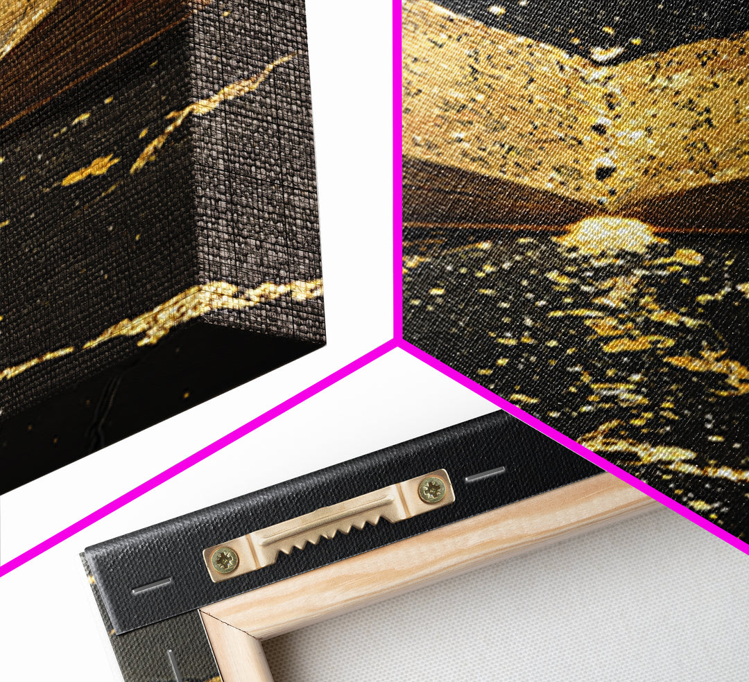 Ancient Rune Book Canvas Gold Art Canvas Art | Norse Mythology Viking Decor for Office Art or Man Cave | Natural Wood Framing