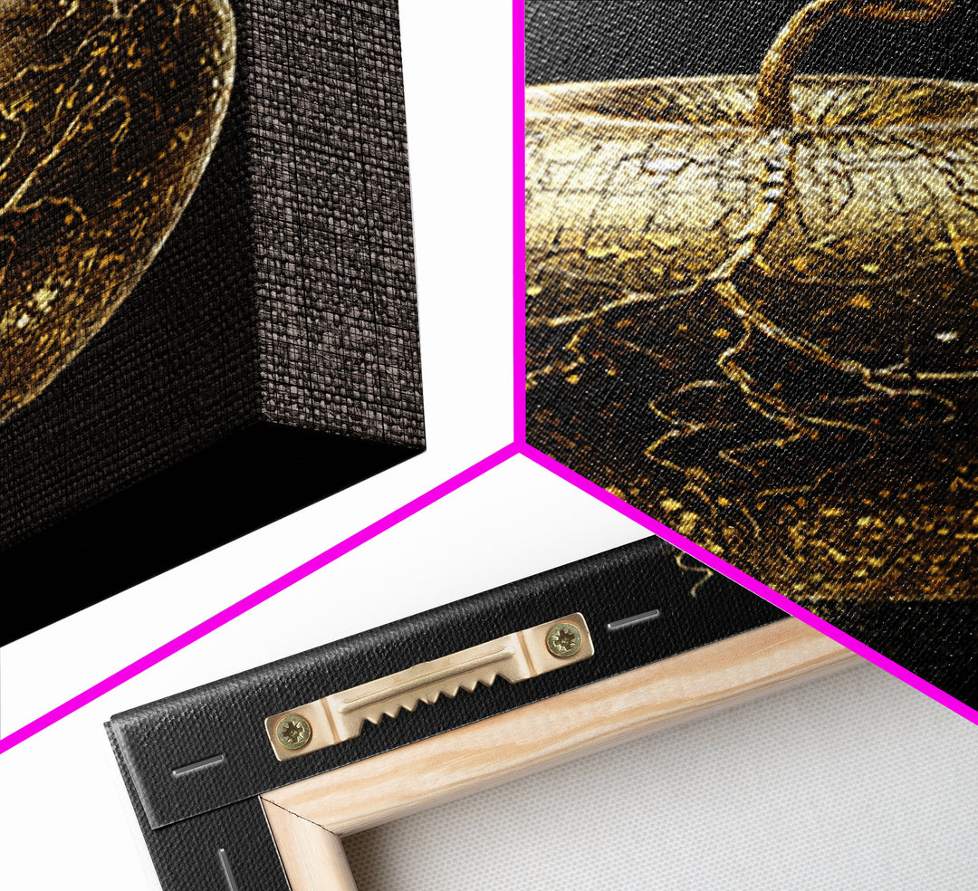Golden Apple of Idunn Canvas Gold Art Canvas Art | Norse Mythology Wall Decor Pagan Symbol | Office Art Dad Gift | Real Wood Frame