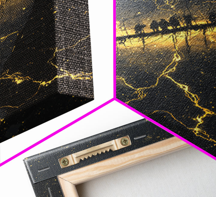 Helheim Norse Underworld Gate Canvas Gold Art Canvas Art Viking Mythology Wall Decor Dark Office Man Cave framed in real wood