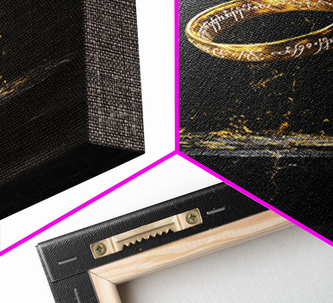 Nordic Mythology Rune Ring Canvas Gold Art Canvas Art – Viking Inspired Office Wall Decor, Man Cave Gift framed with real wood frame