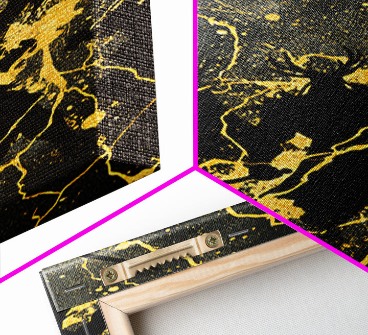 Epic Ragnarok Battle Scene Nordic Wall Art, Canvas Gold Art and Canvas Art, Norse Gods Lightning Design with natural wood frame