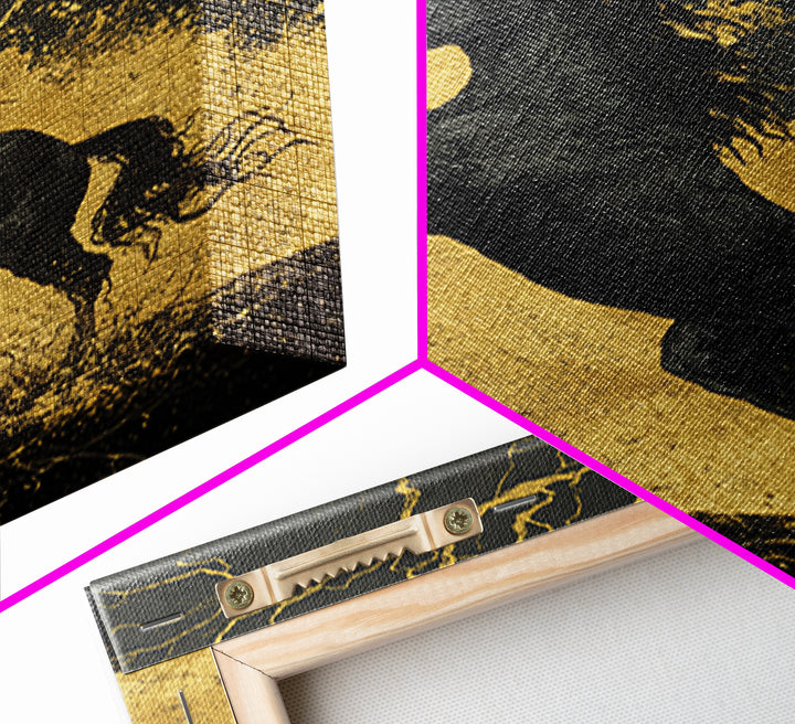 Canvas Gold Art Sleipnir Norse Horse Wall Print Canvas Art Nordic Decor Viking Office Art Man Cave framed in solid real wood