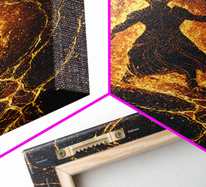 Canvas Art Sleipnir Norse Horse Canvas Gold Art Viking Mythology Wall Decor Office Art Man Cave framed in handcrafted wood frame