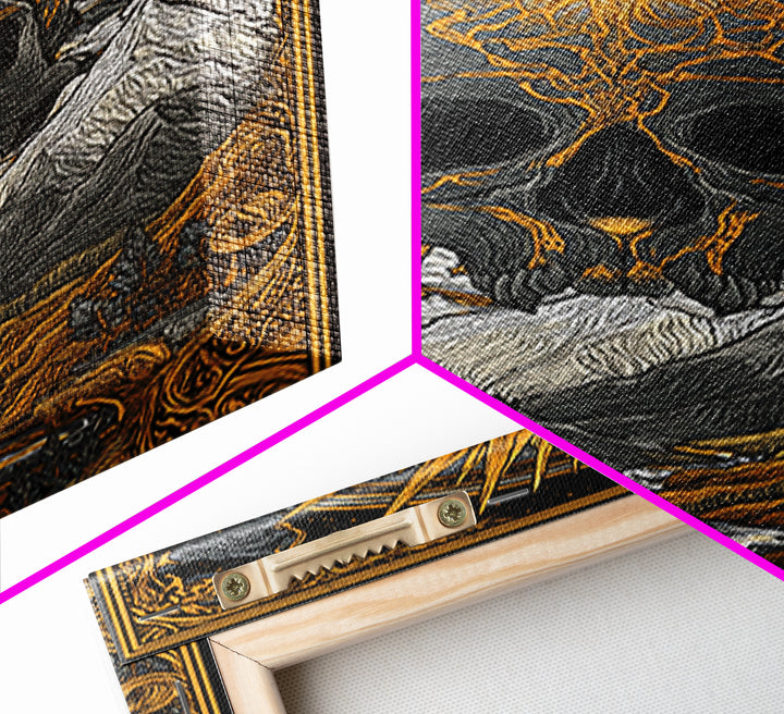 Viking Mythology Ymir Canvas Gold Art Canvas Art | Norse Creation Giant Wall Decor with Real Wood Frame | Unique Dad Gift or Office Art