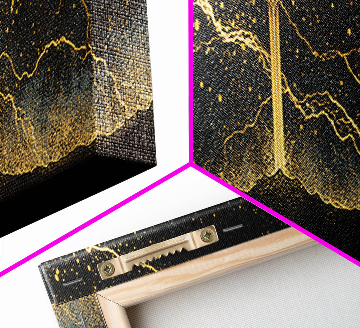 Mythic Sword of the Gods Canvas Gold Art Nordic Wall Decor Canvas Art framed in real wood, perfect Man Cave or Dad Gift
