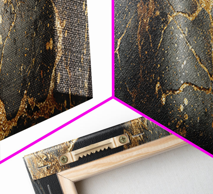 Kintsugi Mask Canvas Gold Art, Norse Mythology Canvas Art Wall Decor, Unique Nordic Office Accent framed in real wood