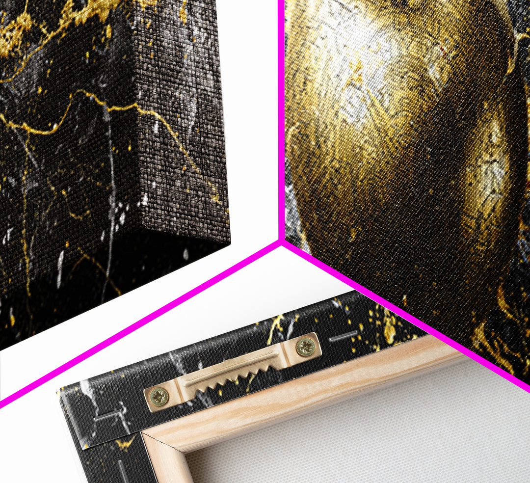 Golden Apple of Idunn Canvas Gold Art, Norse Mythology Canvas Art for Office or Dad Gift, Viking Wall Decor in wood frame
