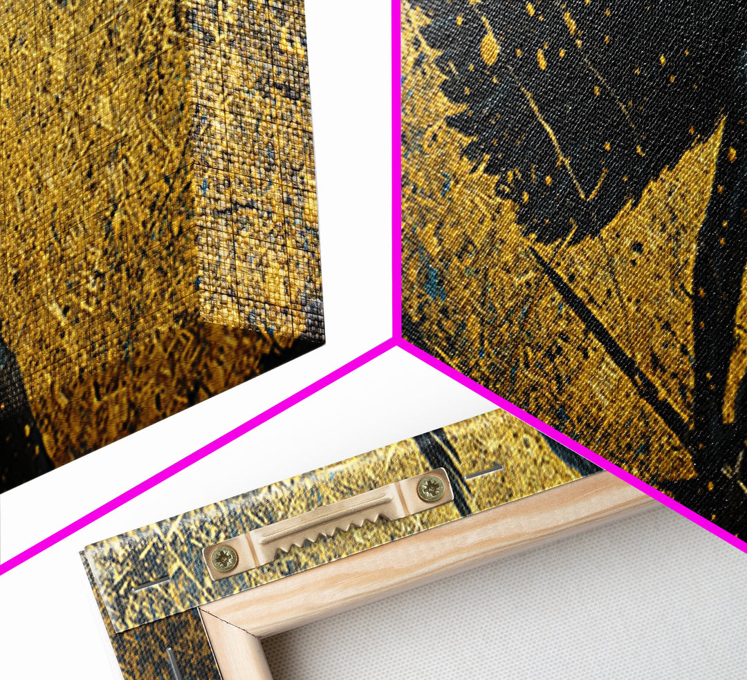 Valkyrie Warrior Canvas Gold Art Nordic Mythology Canvas Art, Office Wall Decor framed in natural wood, Viking Dad Gift
