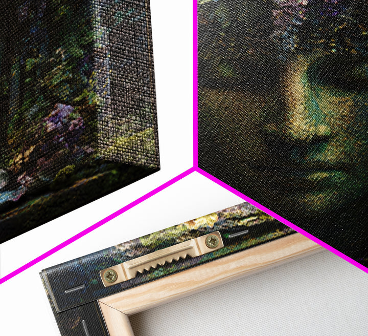 Ancient Goddess Statue Covered Framed Canvas Print, Mythological Art, Wall Decor, Living Room Decor, Fine Art, Legend, MYT-1x1-96