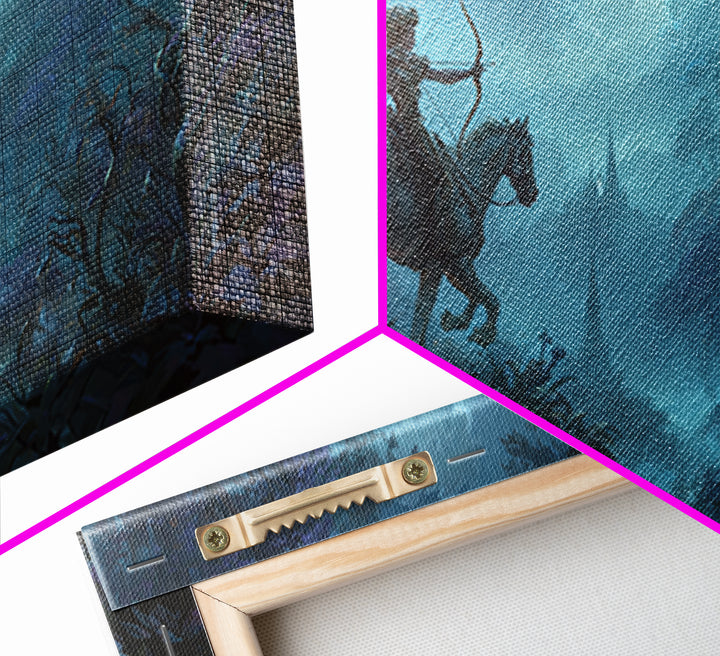 Centaur Archer in Misty Forest Framed Canvas Print, Mythological Art, Luxury Decor, Living Room Decor, Fine Art, Legend, MYT-2x1-12