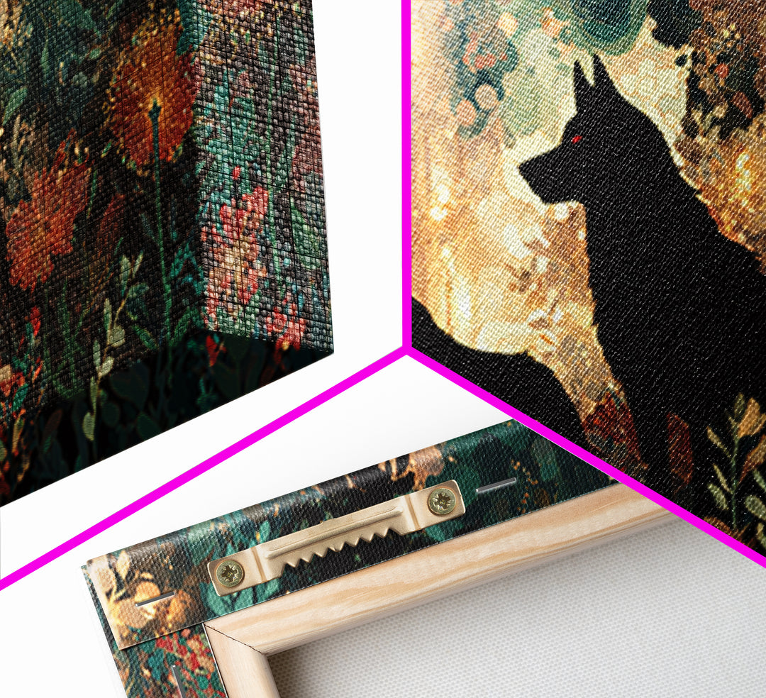 Hades and Cerberus Silhouette Canvas Print, Mythological Art, Boho Decor, Living Room Decor, Fine Art, Legend, Prints, MYT-2x1-4