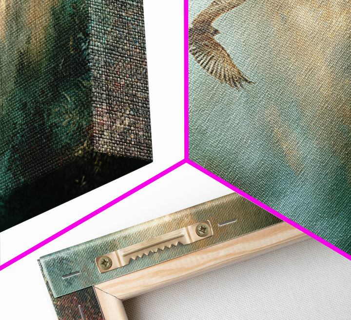 Icarus Falling Through Golden Sky and Feathers Canvas Print, Mythological Art, Art, Living Room Decor, Fine Art, Legend, MYT-2x1-48