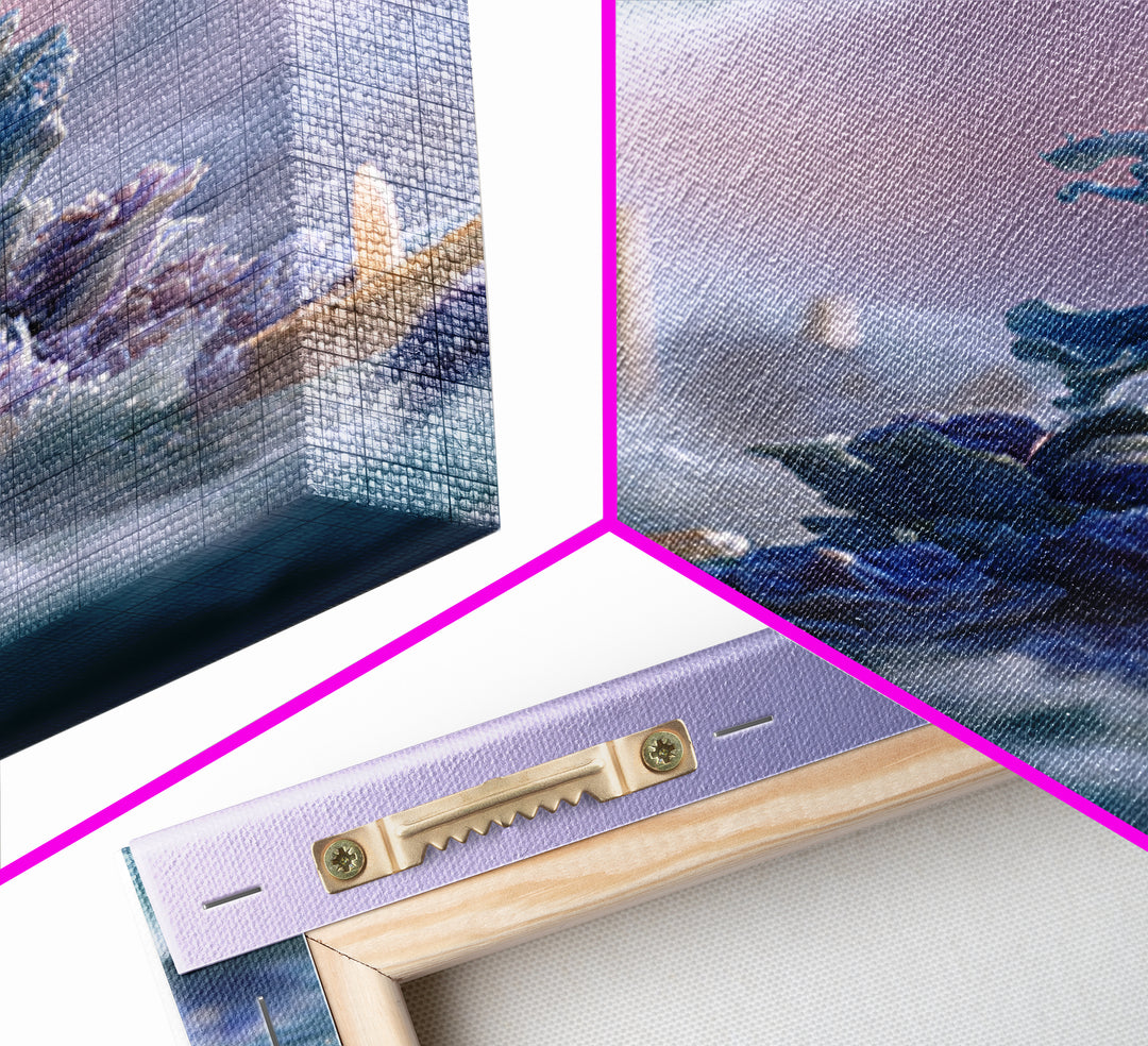 Poseidon Figure Rising from Stormy Ocean Framed Canvas Print, Mythological Art, Art, Living Room Decor, Oil Painting, Legend, MYT-2x3-59