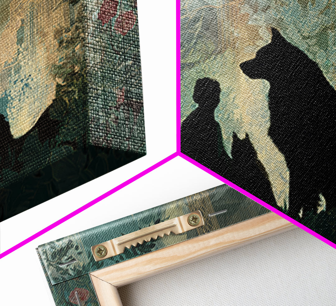 Hades and Cerberus Silhouette Framed Canvas Print, Mythological Art, Living Room Decor, Fine Art, Legend, Home Decor, MYT-3x2-36