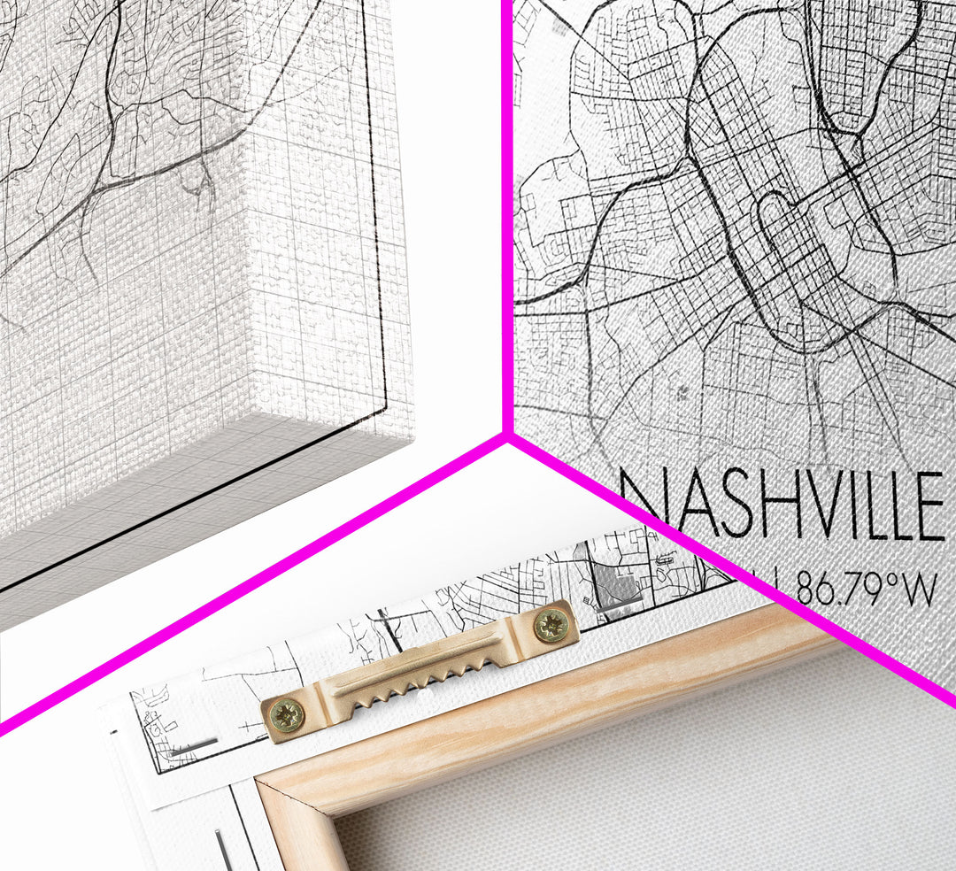 Nashville City Map, Tennessee Map, Map Art, Minimalist Wall Art, Wall Art, Canvas Art, Music Lover Gift, Country Décor, Landscape Wall Art
