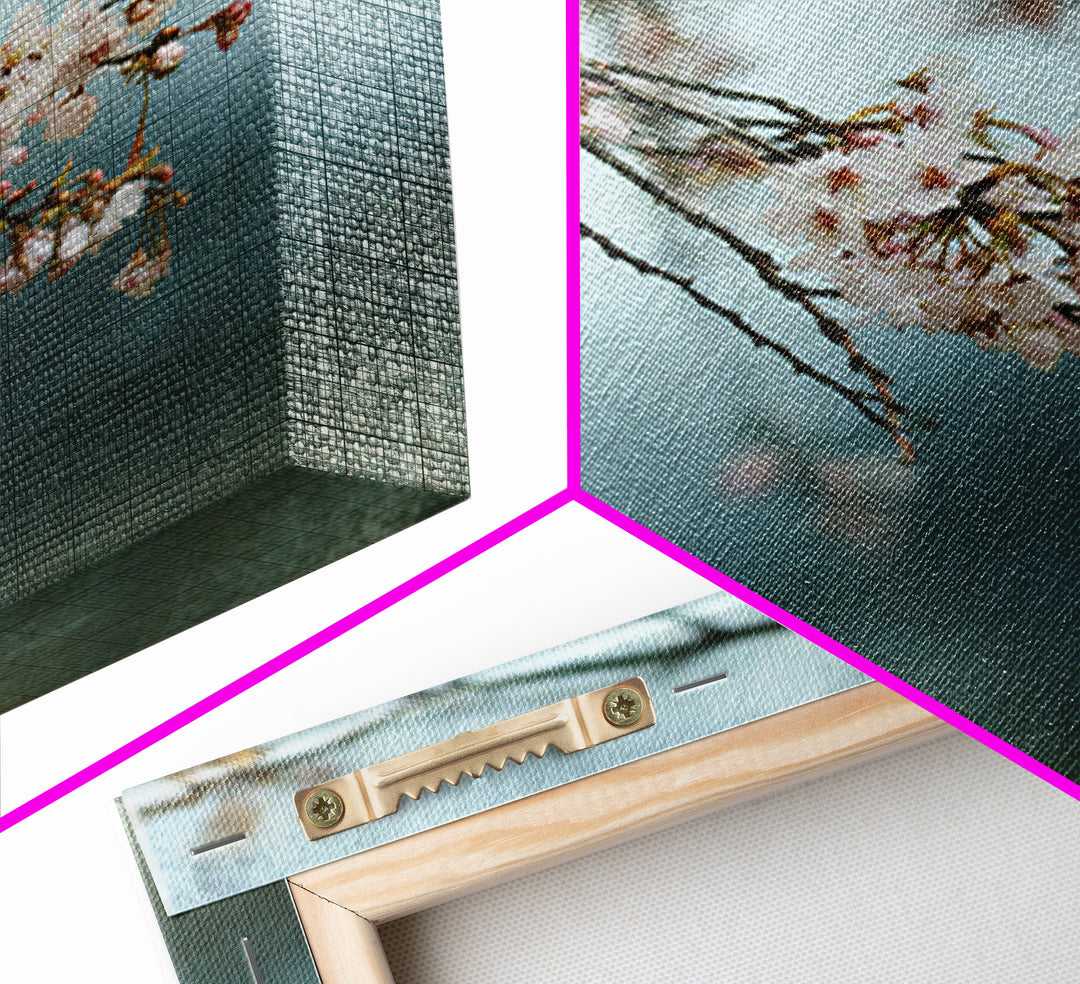 Spring Cherry Blossoms Framed Canvas Print, Nature Art, Art Print, Living Room Decor, Fine Art, Nature, Printable Wall Art, NAT-1x1-40