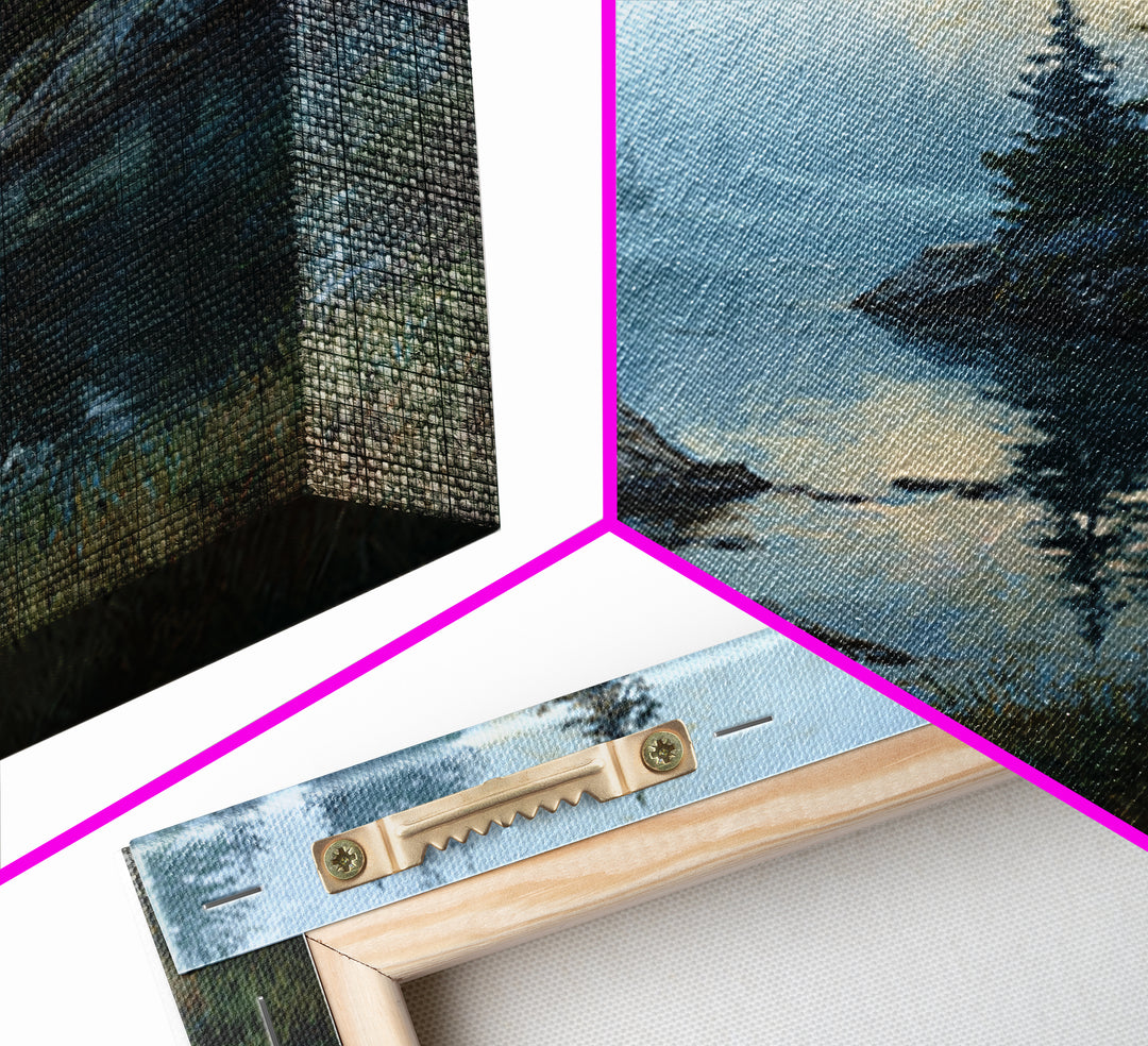 Misty Mountain Lake Canvas Print, Nature Art, Nature Wall Art, Living Room Decor, Fine Art, Nature, Textured Painting, NAT-1x1-5