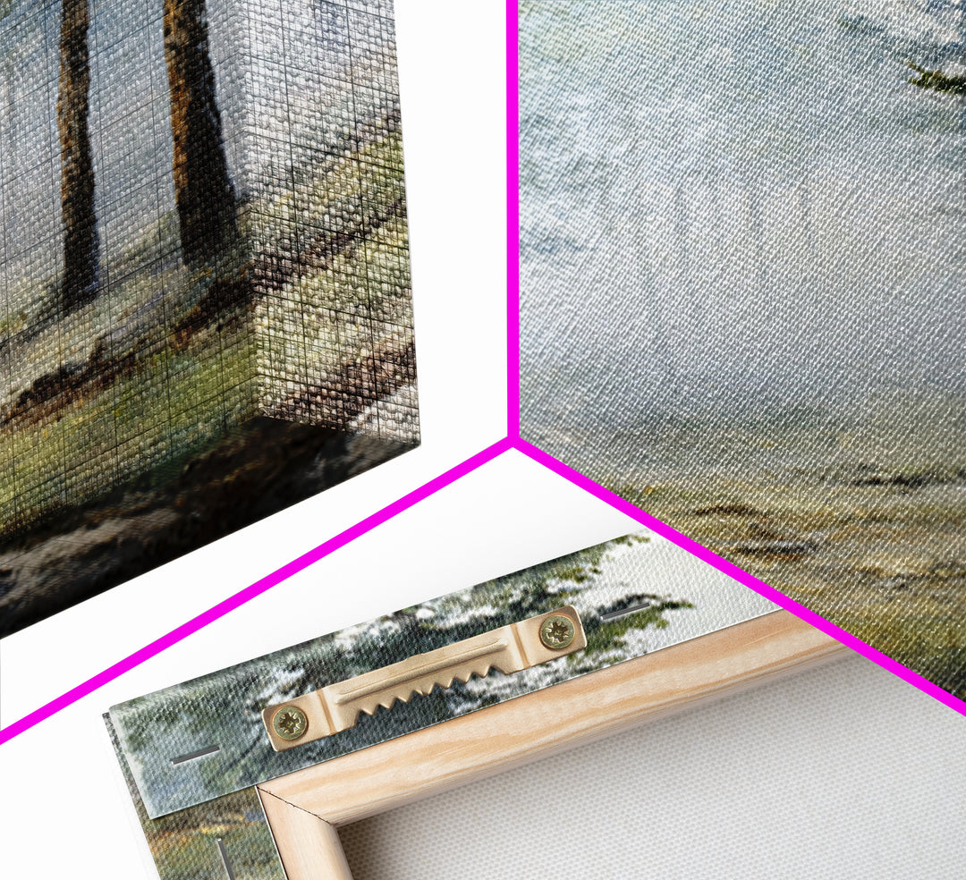 Moody Pine Forest Framed Canvas Print, Nature Art, Gallery Decor, Living Room Decor, Oil Painting, Nature, Contemporary Art, NAT-1x1-65