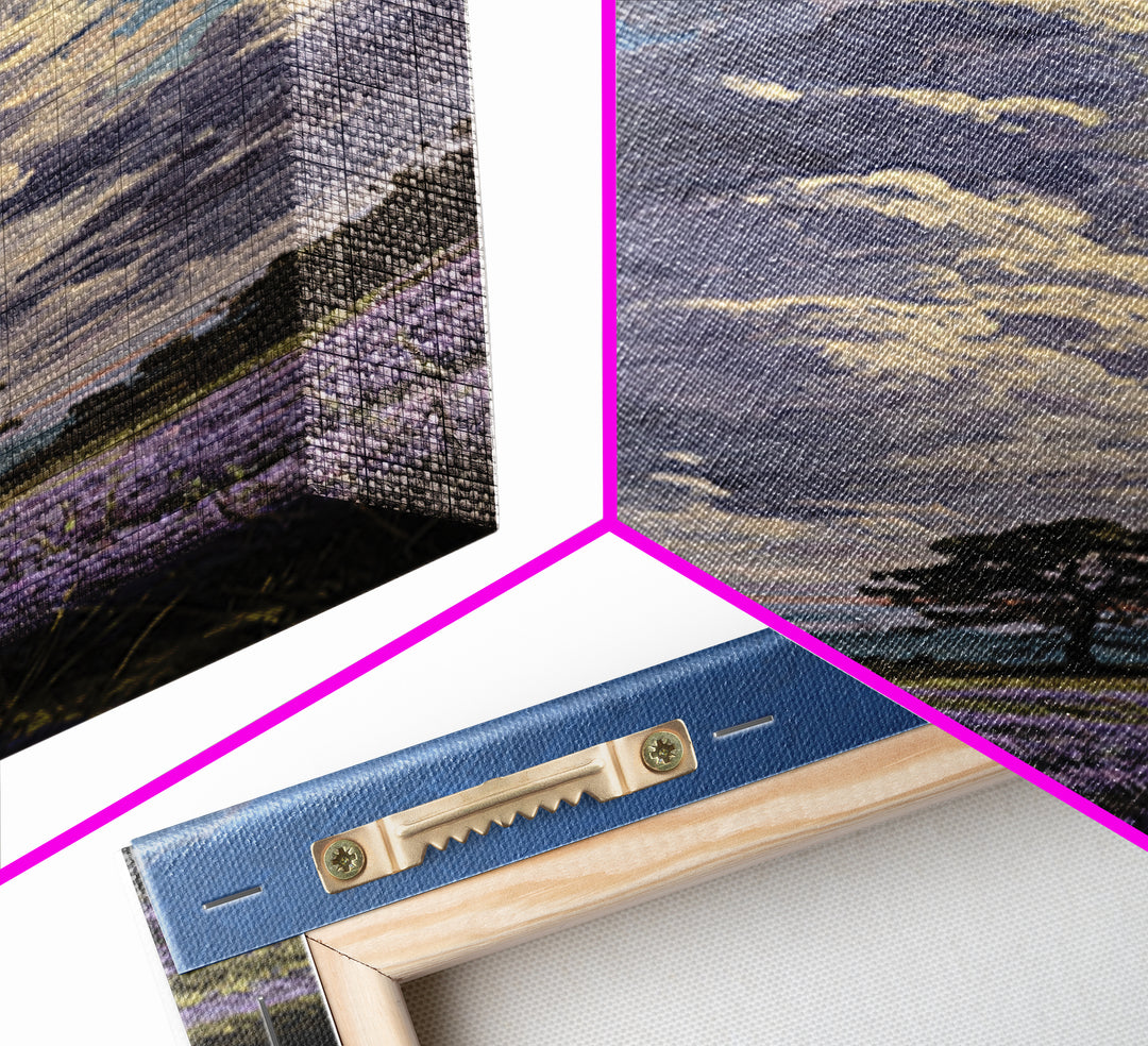 Bees Circling Lavender Blossoms Canvas Print, Nature Art, Wood Wall Art, Living Room Decor, Nature, Digital Download Art, NAT-1x3-11