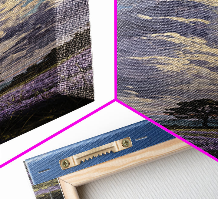 Bees Circling Lavender Blossoms Canvas Print, Nature Art, Wood Wall Art, Living Room Decor, Nature, Digital Download Art, NAT-1x3-11