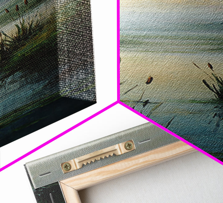 Dragonfly over a Pond with Reeds Canvas Print, Nature Art, Mountain Art, Living Room Decor, Fine Art, Nature, Minimalist Decor, NAT-1x3-78