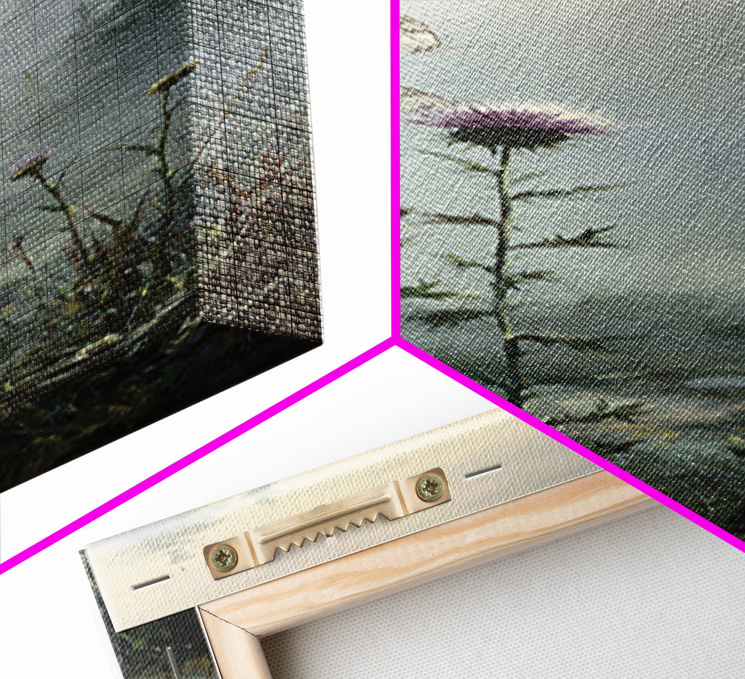 Butterfly Resting on a Blooming Thistle Canvas Print, Nature Art, 3d Wall Art, Living Room Decor, Nature, Nature Wall Art, NAT-1x3-88