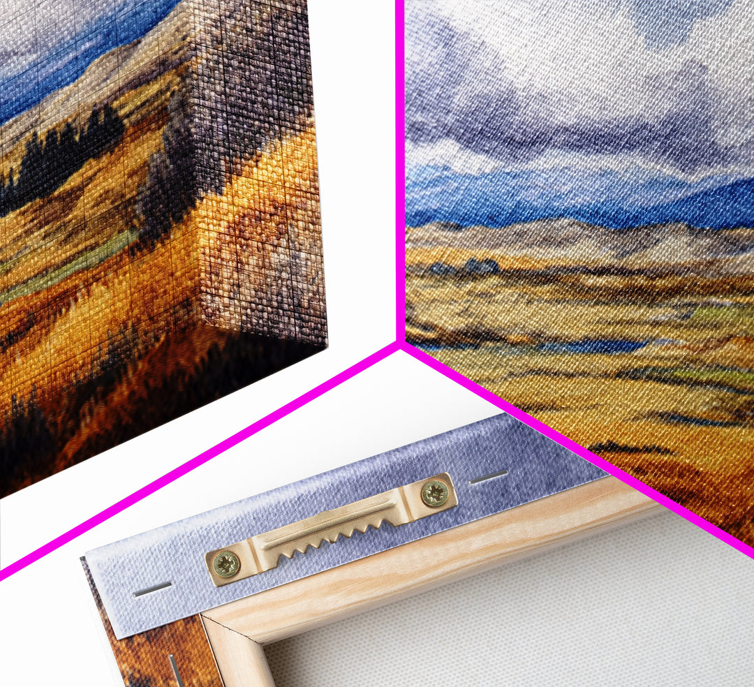 Storm Clouds over a Rolling Prairie Framed Canvas Print, Nature Art, Art Print, Living Room Decor, Fine Art, Nature, NAT-2x1-10