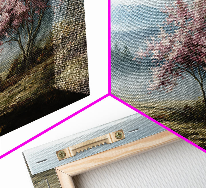 Spring Cherry Blossoms Framed Canvas Print, Nature Art, Art Print, Living Room Decor, Fine Art, Nature, Printable Wall Art, NAT-2x1-12