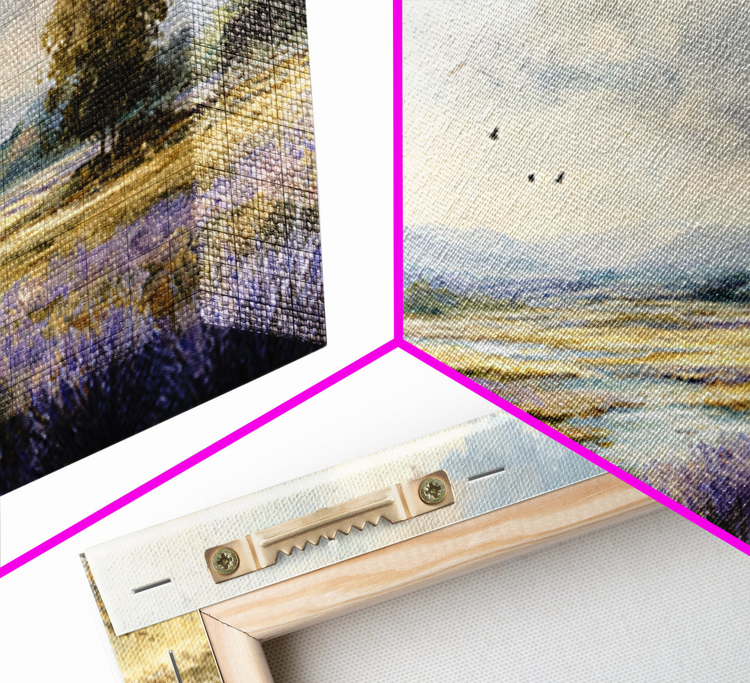 Bees Circling Lavender Blossoms Framed Canvas Print, Nature Art, Ocean Art, Living Room Decor, Fine Art, Nature, Art Print, NAT-2x1-19
