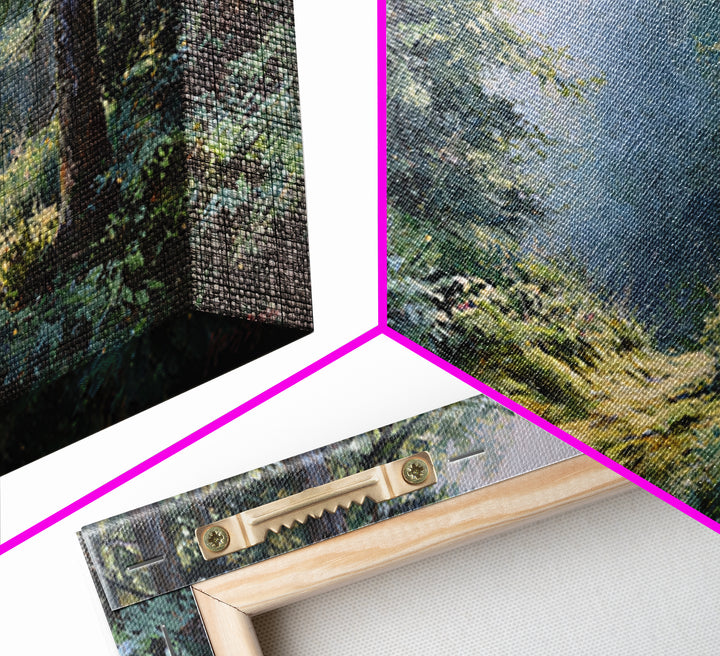 Sunlit Forest Path Canvas Print, Nature Art, Wall Art, Living Room Decor, Fine Art, Nature, Wood Wall Art, Abstract Wall Art, NAT-2x1-21
