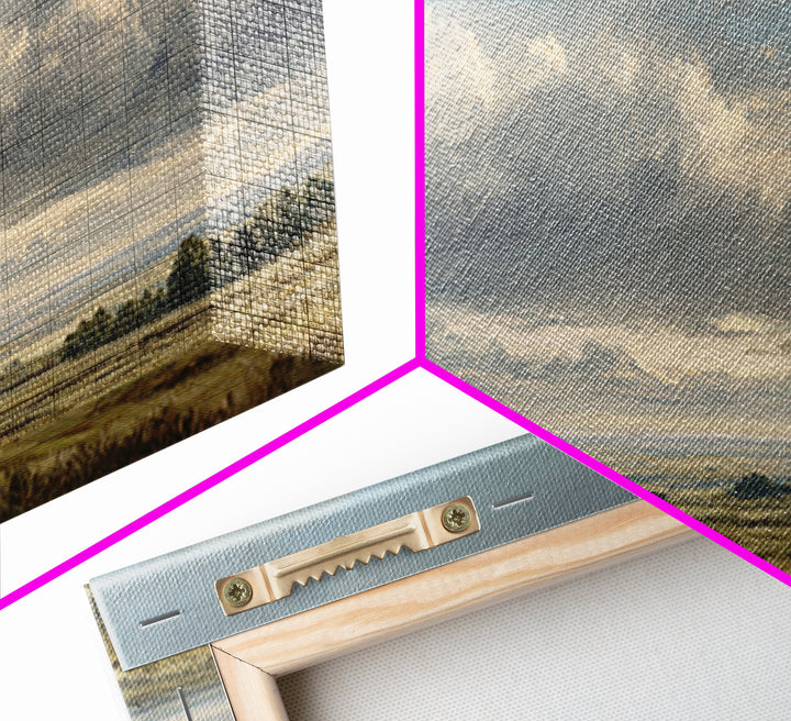 Storm Clouds over a Rolling Prairie Framed Canvas Print, Nature Art, Art Print, Living Room Decor, Fine Art, Nature, NAT-2x1-34