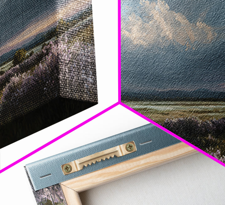Bees Circling Lavender Blossoms Framed Canvas Print, Nature Art, Nature Wall Art, Living Room Decor, Fine Art, Nature, NAT-2x1-67