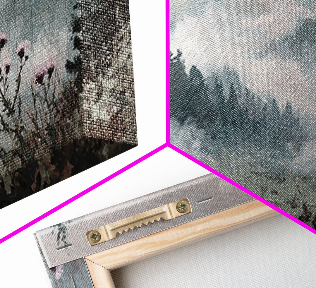 Butterfly Resting on a Blooming Thistle Framed Canvas Print, Nature Art, Original Painting, Living Room Decor, Fine Art, Nature, NAT-2x1-72