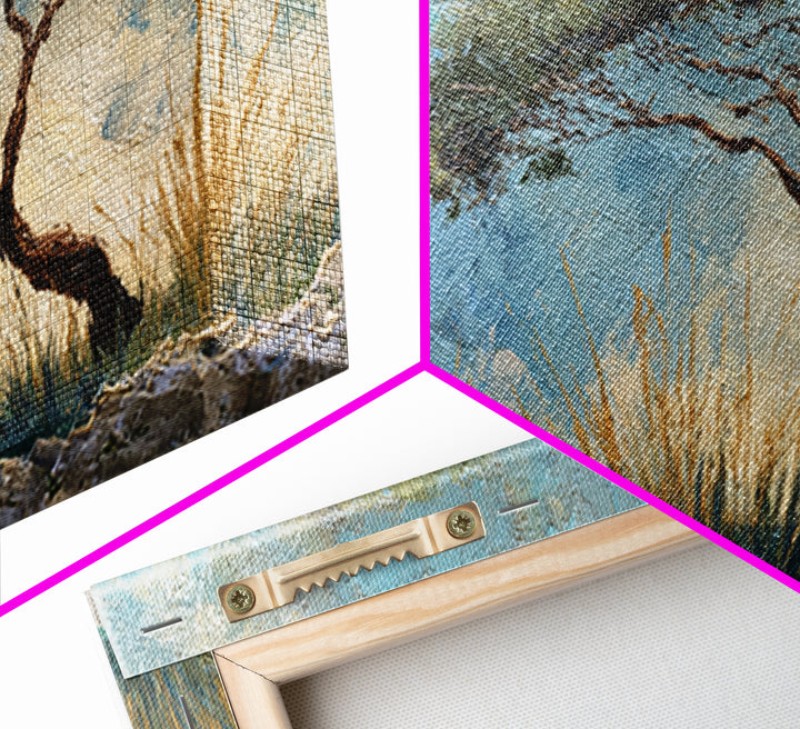 Tree of Life Framed Canvas Print, Nature Art, Living Room Decor, Oil Painting, Nature, Framed Art, Wood Wall Art, NAT-2x1-83