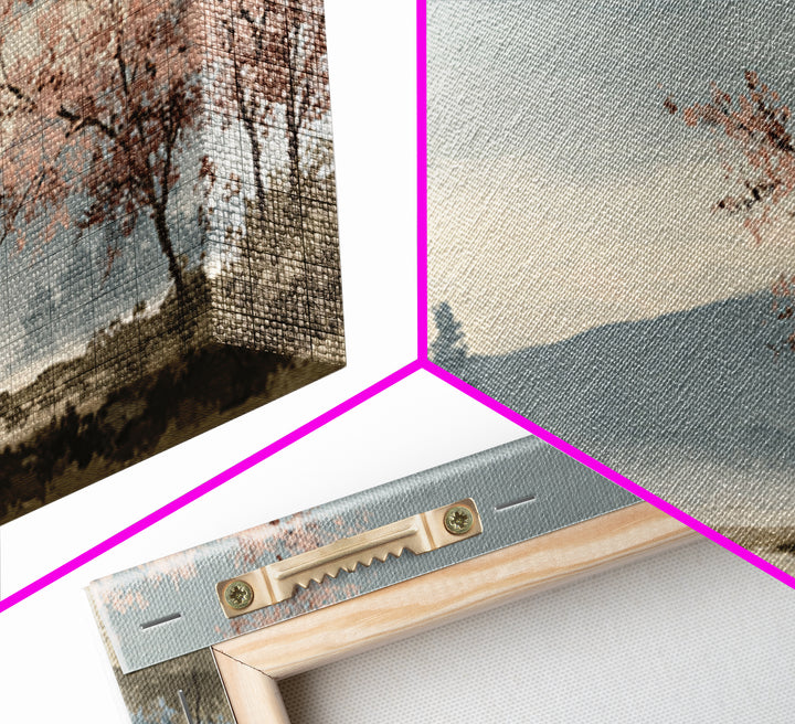 Spring Cherry Blossoms Framed Canvas Print, Nature Art, Modern Wall Art, Living Room Decor, Fine Art, Nature, Mountain Art, NAT-2x1-84