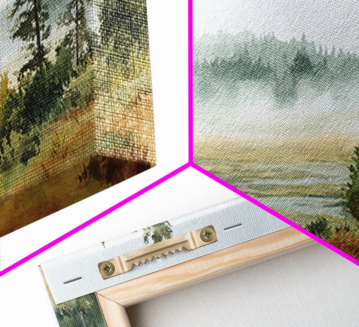 Moody Pine Forest Framed Canvas Print, Nature Art, Floral, Living Room Decor, Fine Art, Nature, Moss Art, Landscape Art, NAT-2x1-85
