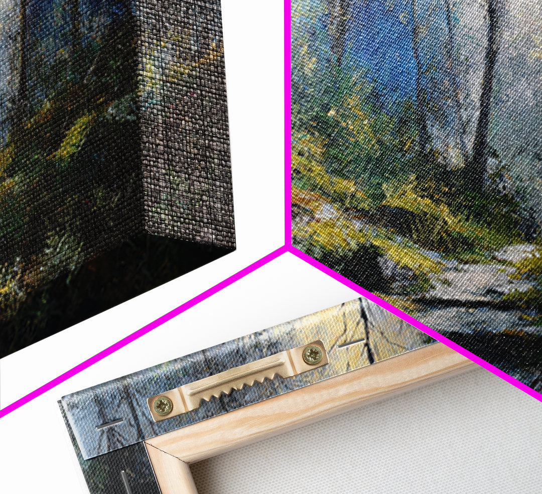 Sunlit Forest Path Canvas Print, Nature Art, Framed Art, Living Room Decor, Nature, Botanical Art, Digital Download Art, NAT-2x1-93