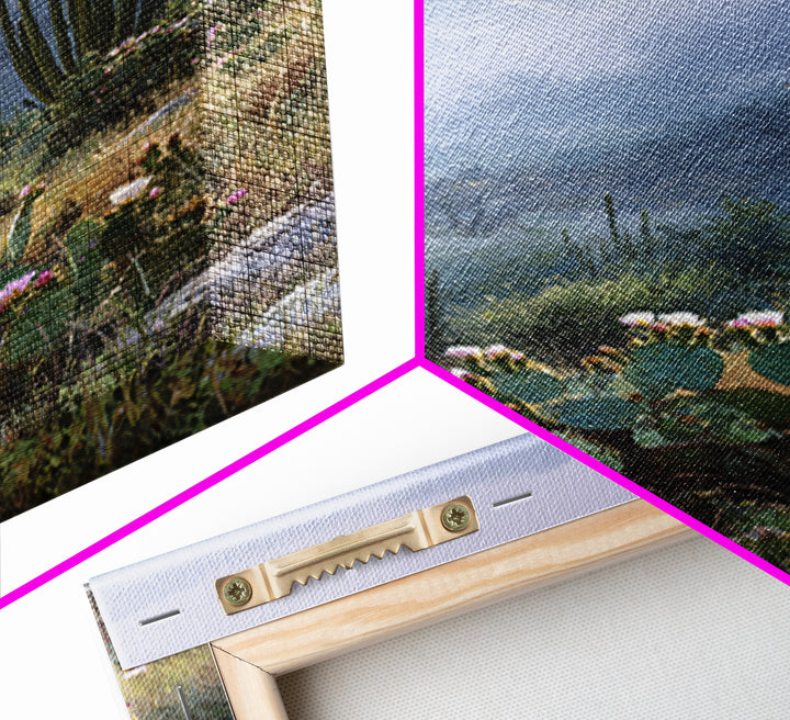 Desert Cactus Blooming After Rain Framed Canvas Print, Nature Art, Art Print, Living Room Decor, Fine Art, Nature, NAT-2x3-100