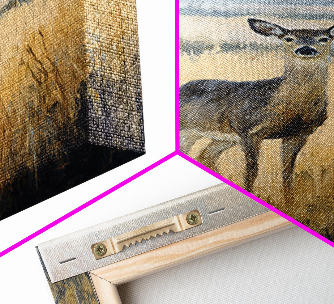 Deer Standing in a Golden Field Canvas Print, Nature Art, Moss Art, Living Room Decor, Fine Art, Nature, Statement Artwork, NAT-2x3-16