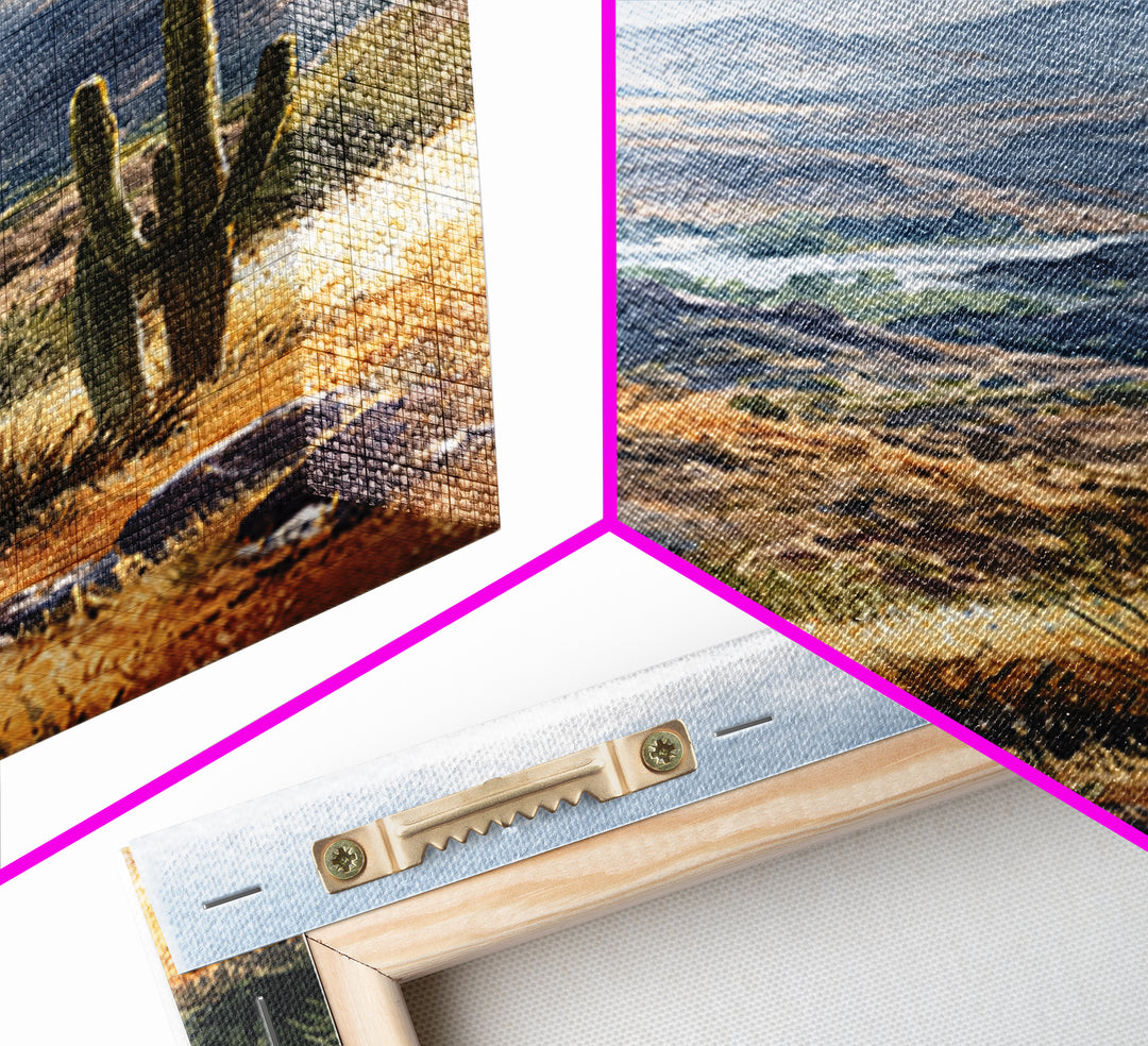 Desert Cactus Blooming After Rain Framed Canvas Print, Nature Art, Statement Artwork, Living Room Decor, Fine Art, Nature, NAT-2x3-4