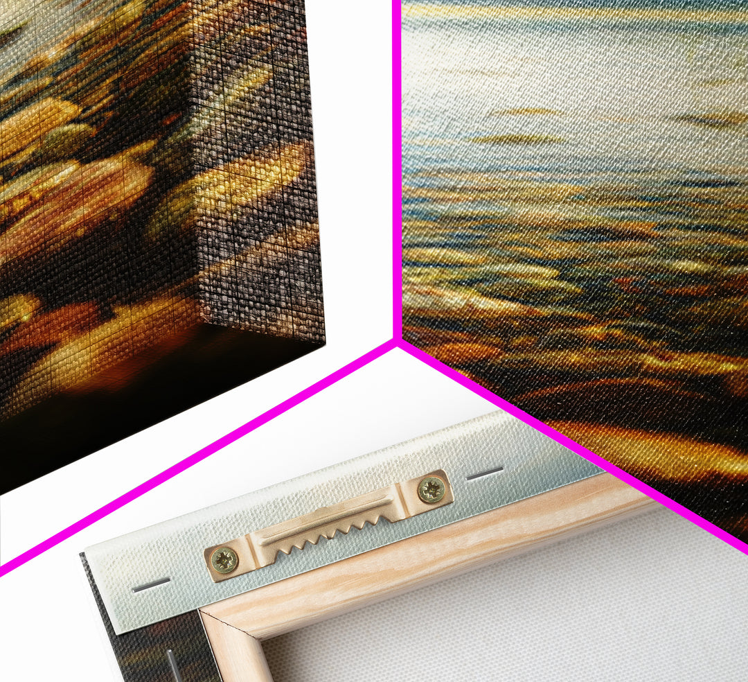 River Stones under Clear Shallow Water Canvas Print, Nature Art, Painting, Living Room Decor, Fine Art, Nature, Modern Wall Art, NAT-2x3-45