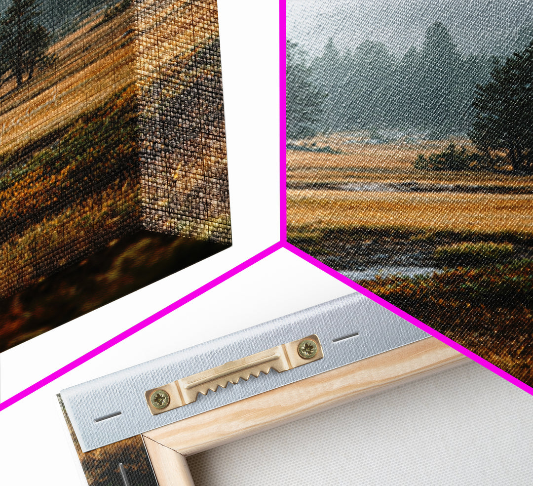 Moody Pine Forest Framed Canvas Print, Nature Art, Framed Art, Living Room Decor, Nature, Botanical Art, Digital Download Art, NAT-2x3-73