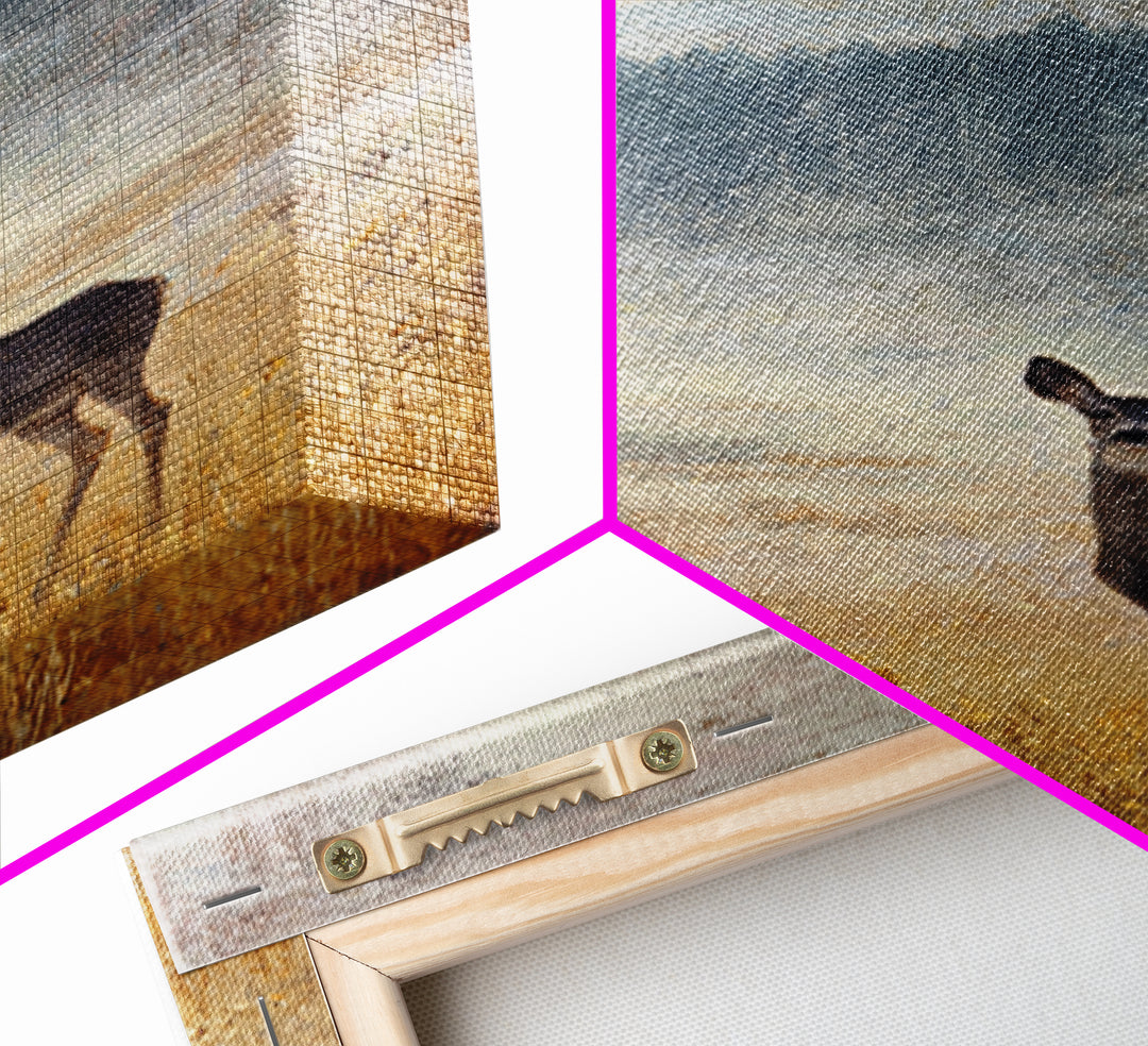 Deer Standing in a Golden Field Framed Canvas Print, Nature Art, Printable Wall Art, Living Room Decor, Fine Art, Nature, NAT-2x3-88