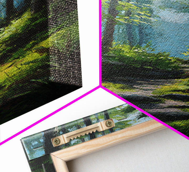 Sunlit Forest Path Canvas Print, Nature Art, Poster, Living Room Decor, Fine Art, Nature, Abstract Wall Art, 3d Wall Art, NAT-2x3-9