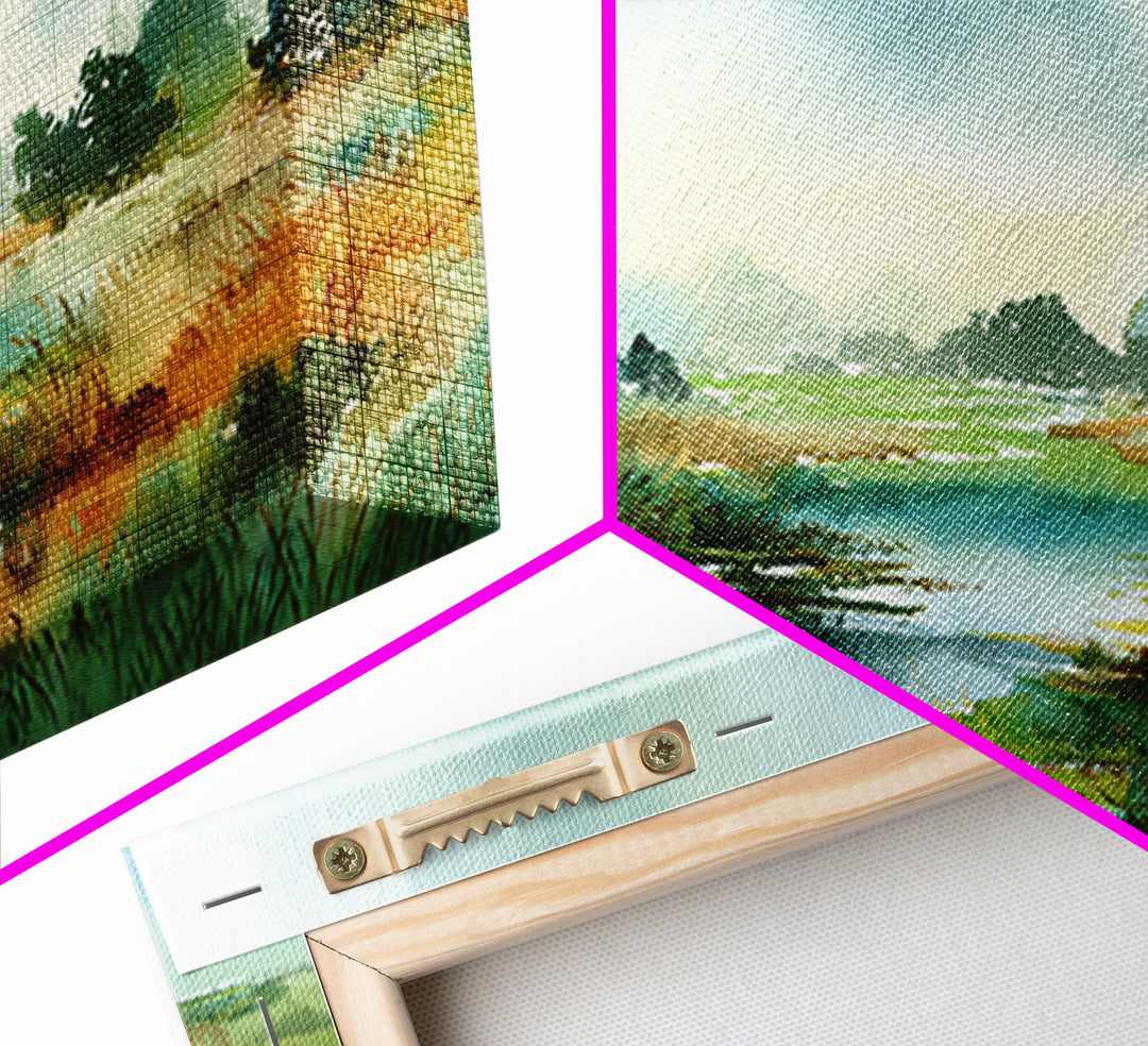 Dragonfly over a Pond with Reeds Framed Canvas Print, Nature Art, Home Decor, Living Room Decor, Nature, Abstract Wall Art, NAT-3x1-10