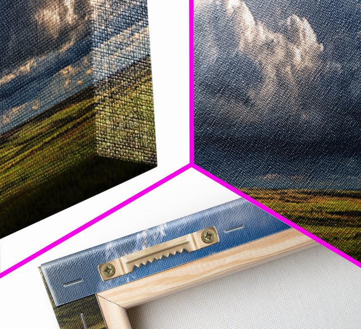 Storm Clouds over a Rolling Prairie Canvas Print, Nature Art, Wall Art, Living Room Decor, Fine Art, Nature, Wood Wall Art, NAT-3x1-30