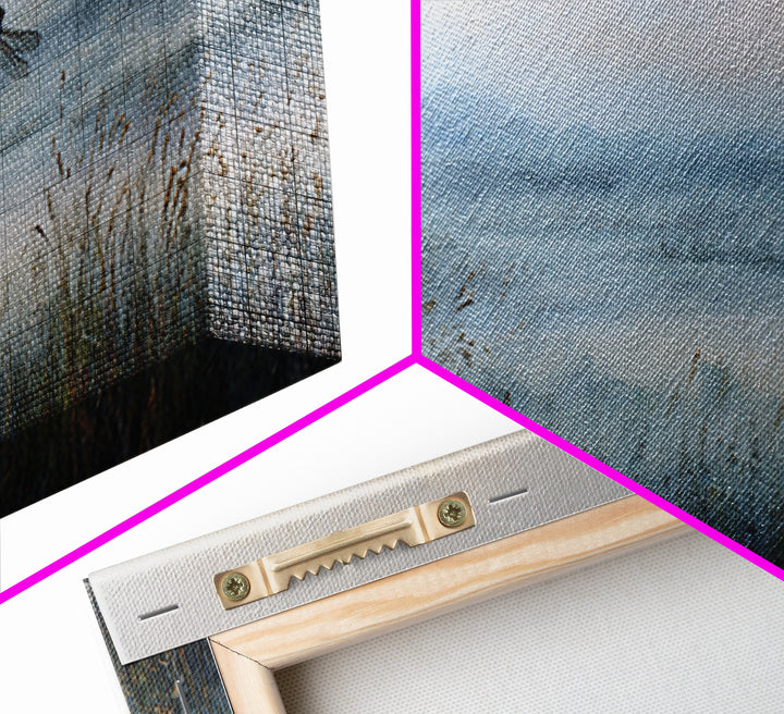 Dragonfly over a Pond with Reeds Canvas Print, Nature Art, Printable Wall Art, Living Room Decor, Abstract Art, Nature, NAT-3x1-34